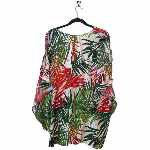 INC International Concepts Womans Plus Size 3X Cold Shoulder Tropical Print Top - Picture 1 of 5